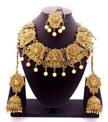 Golden lct antique gold plated bridal wedding diamond jewellery 1
