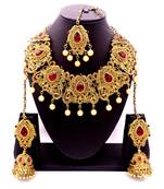 Maroon antique gold plated bridal wedding diamond jewellery
