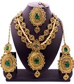 Green antique gold plated bridal wedding diamond jewellery