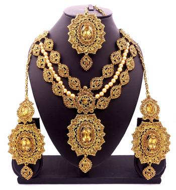 Golden lct antique gold plated bridal wedding diamond jewellery 1