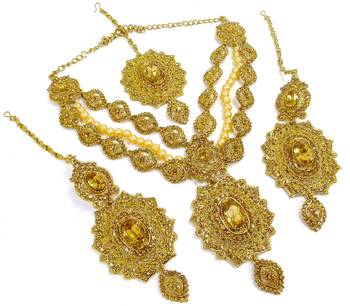 Golden lct antique gold plated bridal wedding diamond jewellery 2