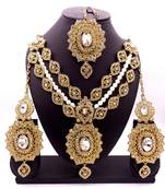 White antique gold plated bridal wedding diamond  jewellery