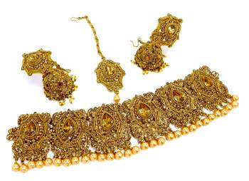 Golden lct antique gold plated bridal wedding diamond jewellery 2
