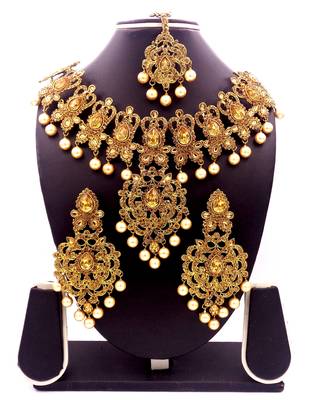 Golden lct antique gold plated bridal wedding diamond jewellery 1