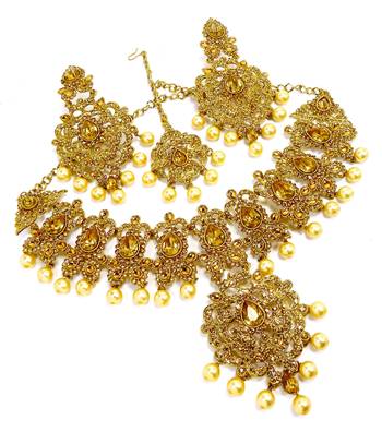 Golden lct antique gold plated bridal wedding diamond jewellery 2
