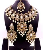 White antique gold plated bridal wedding diamond  jewellery