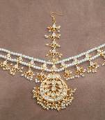 Ferzeen White Pearl Kundan Mathapatti