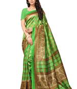 Green printed saree with blouse