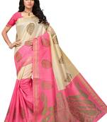 Pink printed saree with blouse