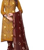 Mustard Color Bandhej Satin Cotton Salwar Suit Dupatta Bandhani Dress Material