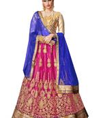 Pink Embroidered Net Semi Stitched Lehenga With Dupatta