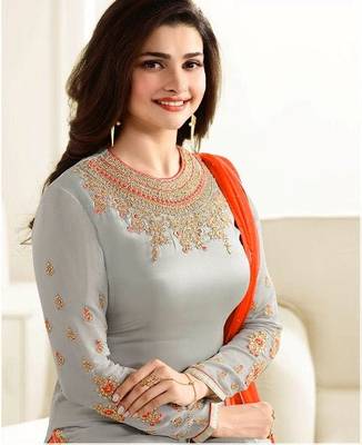 Orange Embroidered art Silk Semi Stitched Lehenga With Dupatta 2