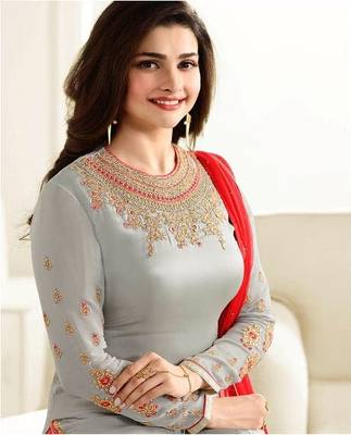 Red Embroidered art Silk Semi Stitched Lehenga With Dupatta 3