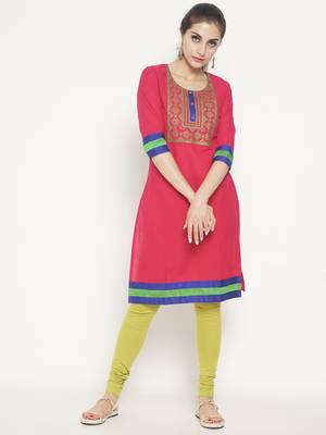 Pink embroidered cotton embroidered-kurtis 1