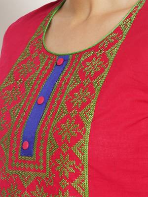 Pink embroidered cotton embroidered-kurtis 2