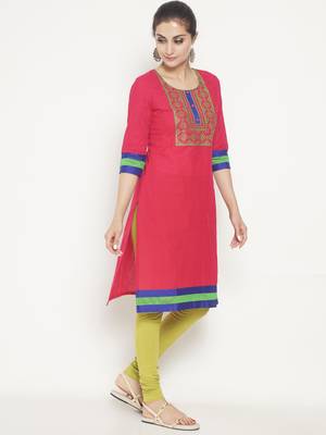 Pink embroidered cotton embroidered-kurtis 5
