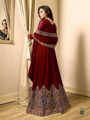 Red Embroidered Faux Georgette Anarkali Suit 2