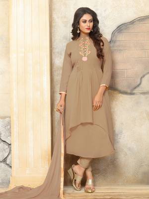 Chiku Embroidered Faux Georgette Salwar With Dupatta 1
