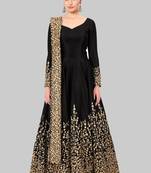 Black Embroidered Taffeta Salwar With Dupatta