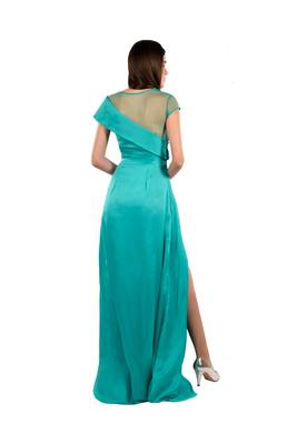 Khwaab Sweetheart with Bodice Sea-Green Color Satin and Georgette with Net Sequins Evening Gown 3