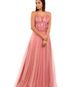 Khwaab Sweetheart Pink Color Net Prom Gown with Sequins Pipe Handwork