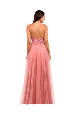 Khwaab Sweetheart Pink Color Net Prom Gown with Sequins Pipe Handwork 3