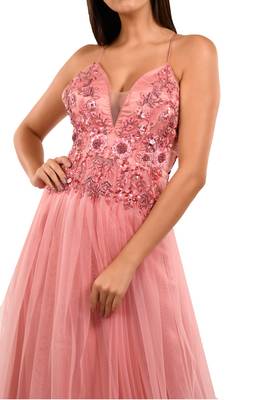 Khwaab Sweetheart Pink Color Net Prom Gown with Sequins Pipe Handwork 4