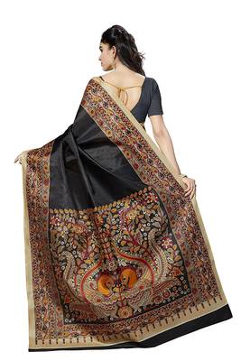 Black printed bhagalpuri cotton saree with blouse 2