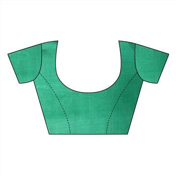 Green printed bhagalpuri cotton saree with blouse 3