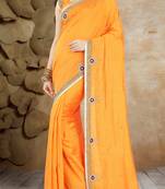 Mustard hand work silk saree with blouse