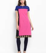 Pink plain cotton kurtas-and-kurtis