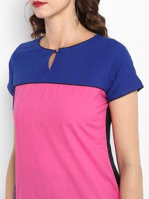 Pink plain cotton kurtas-and-kurtis 2