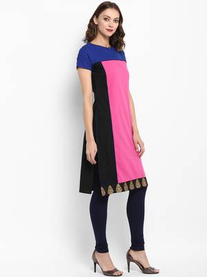 Pink plain cotton kurtas-and-kurtis 4