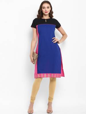 Royal-blue plain cotton kurtas-and-kurtis 1