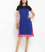 Royal-blue plain cotton kurtas-and-kurtis