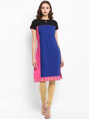 Royal-blue plain cotton kurtas-and-kurtis 5