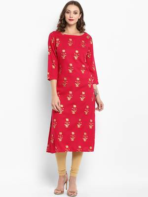 Pink printed rayon kurtas-and-kurtis 1