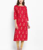Pink printed rayon kurtas-and-kurtis