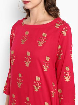 Pink printed rayon kurtas-and-kurtis 2