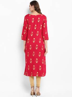 Pink printed rayon kurtas-and-kurtis 3
