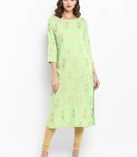 Lime printed rayon kurtas-and-kurtis