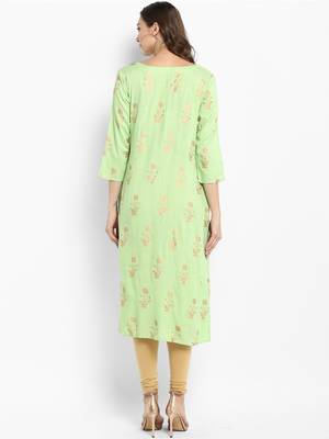 Lime printed rayon kurtas-and-kurtis 3