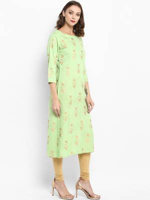 Lime printed rayon kurtas-and-kurtis 4