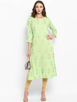 Lime printed rayon kurtas-and-kurtis 5