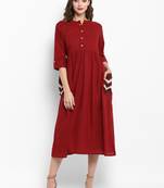 Red plain cotton kurtas-and-kurtis