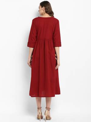 Red plain cotton kurtas-and-kurtis 3