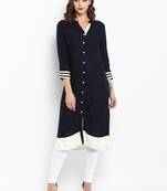 Blue plain rayon kurtas-and-kurtis