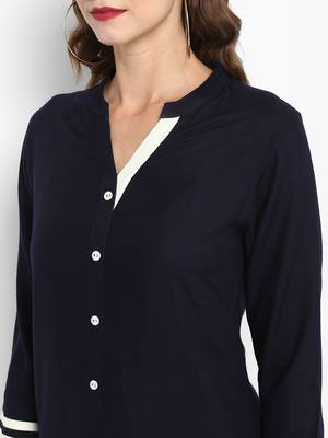 Blue plain rayon kurtas-and-kurtis 2