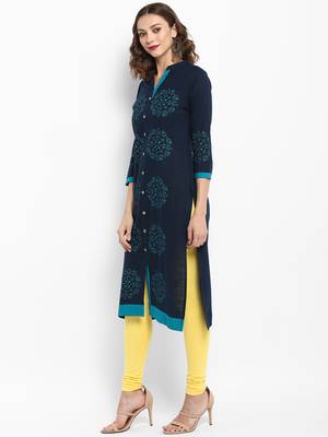 Navy-blue printed cotton kurtas-and-kurtis 4