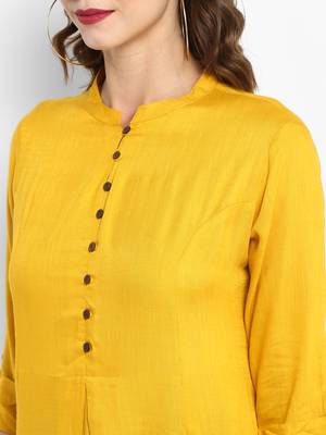 Mustard plain rayon kurtas-and-kurtis 2